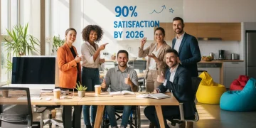 Happy small business team collaborating on employee retention goals