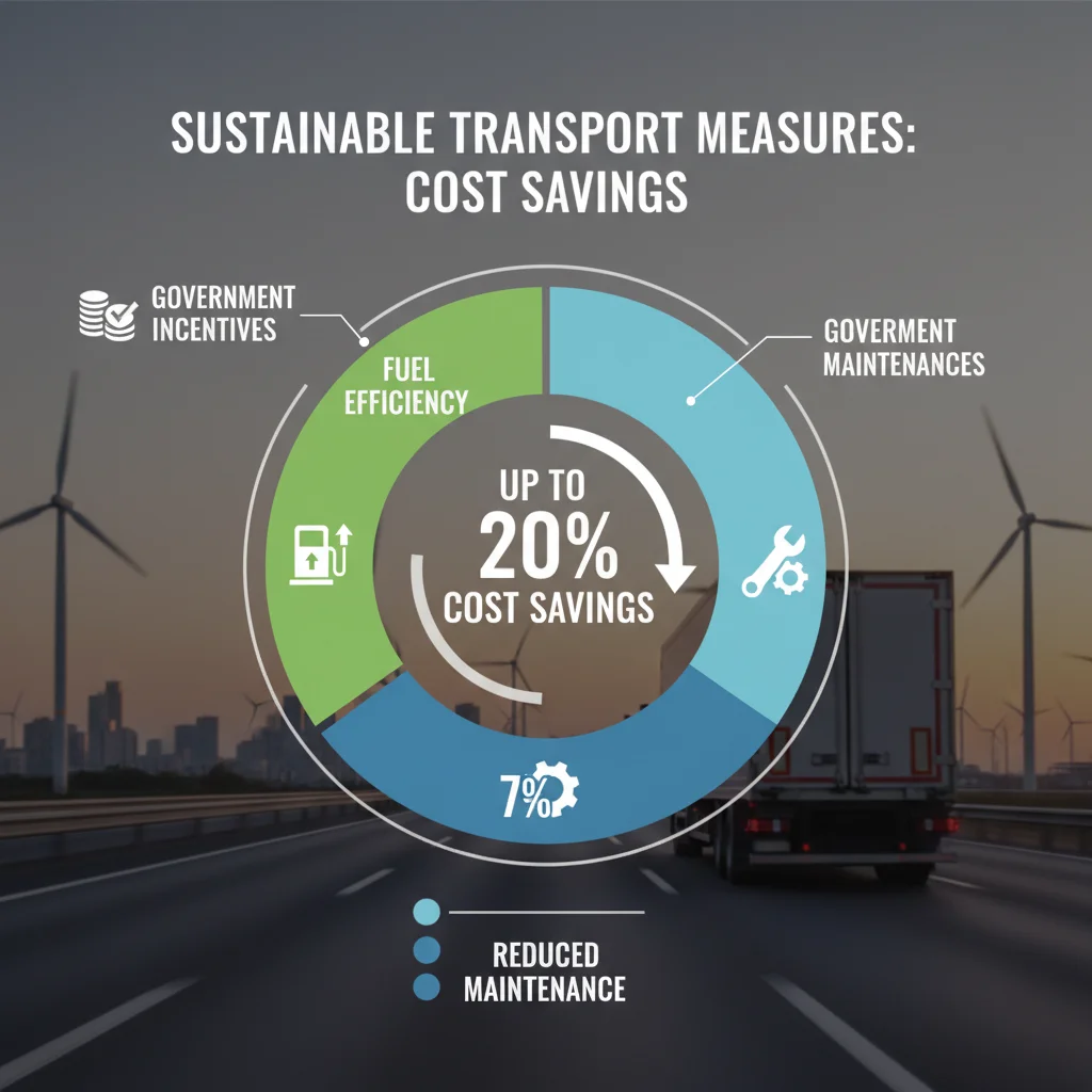 Infografía de ahorros de costes en flotas de transporte sostenible.