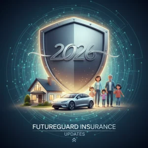Shield symbolizing protection over a house, car, and family with '2026' text, representing future insurance coverage updates.