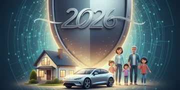 Shield symbolizing protection over a house, car, and family with '2026' text, representing future insurance coverage updates.
