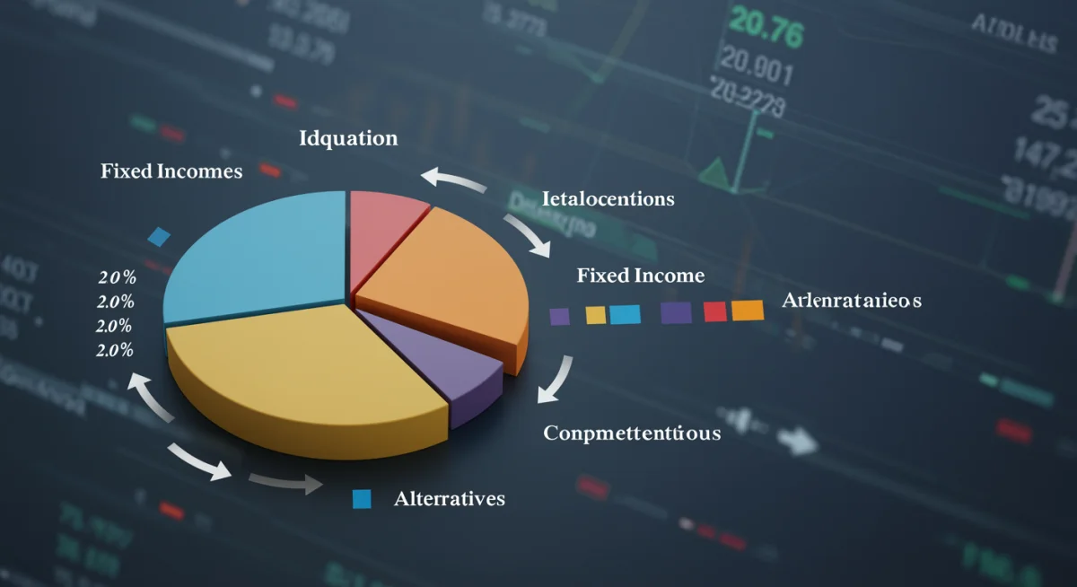 Infographic illustrating diverse investment asset classes and the cyclical process of portfolio rebalancing.