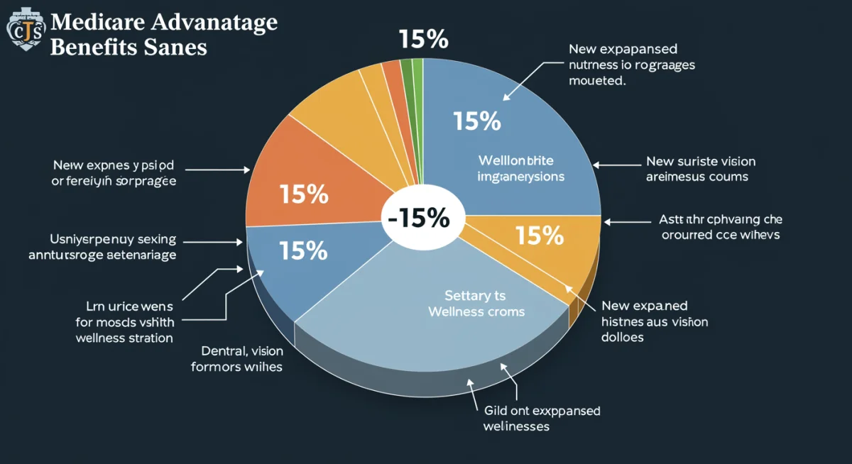 Infographic illustrating 15% Medicare Advantage benefit growth