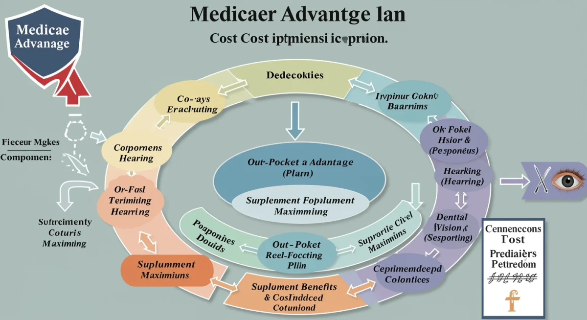 Infographic detailing Medicare Advantage plan components and cost optimization areas.