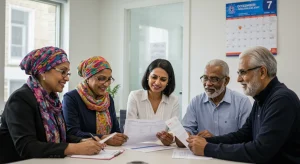 Seniors reviewing Medicare Advantage plans with an advisor, emphasizing the December 7th deadline.