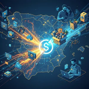 Modelos de Suscripción: Crecimiento del 22% en España para 2026 Modelos de negocio por suscripción en auge en el mercado español, con gráficos de crecimiento y diversidad de servicios.