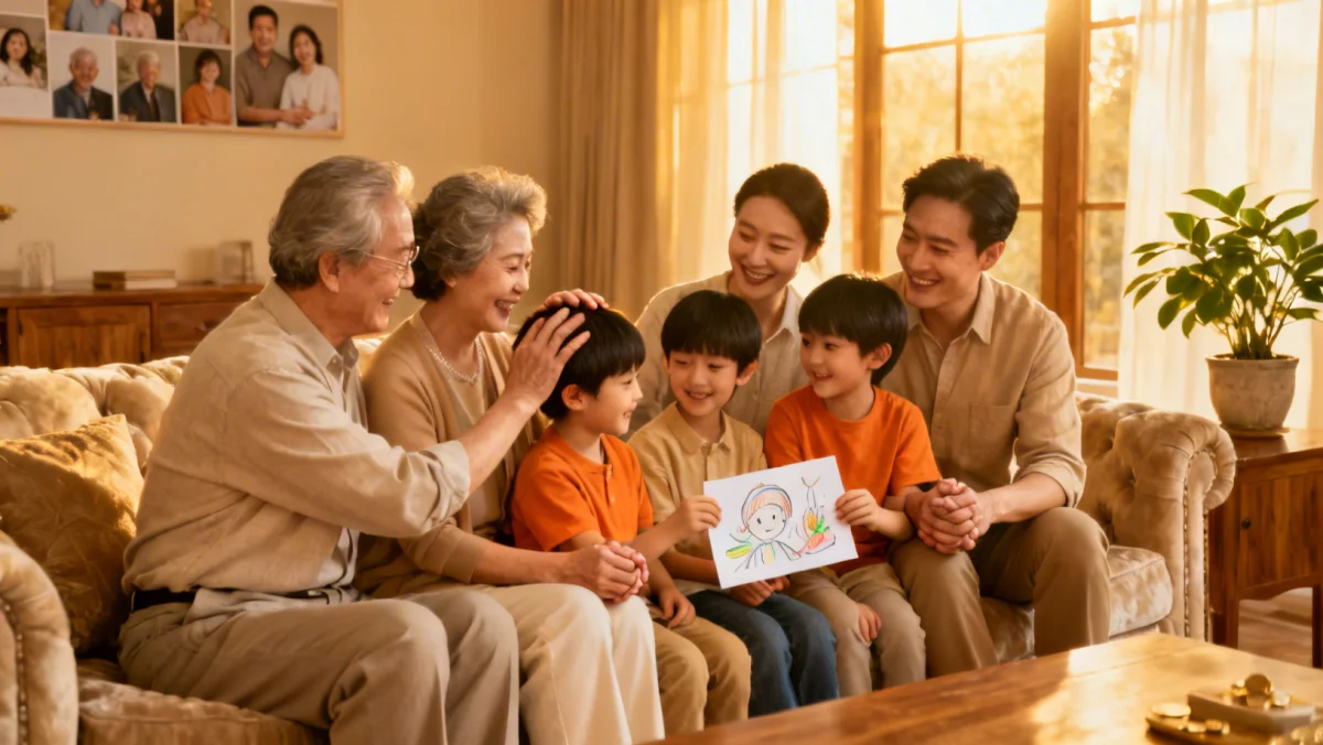 Multi-generational family discussing their legacy and wealth transfer plans with peace of mind.