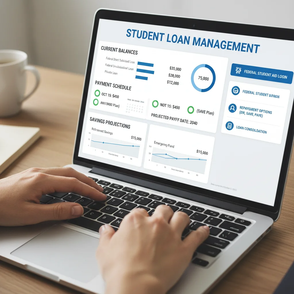 Individual reviewing student loan repayment options online