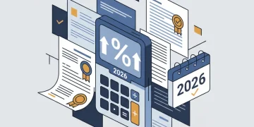 Calculadora con documentos financieros y calendario 2026, simbolizando la optimización tributaria en España.