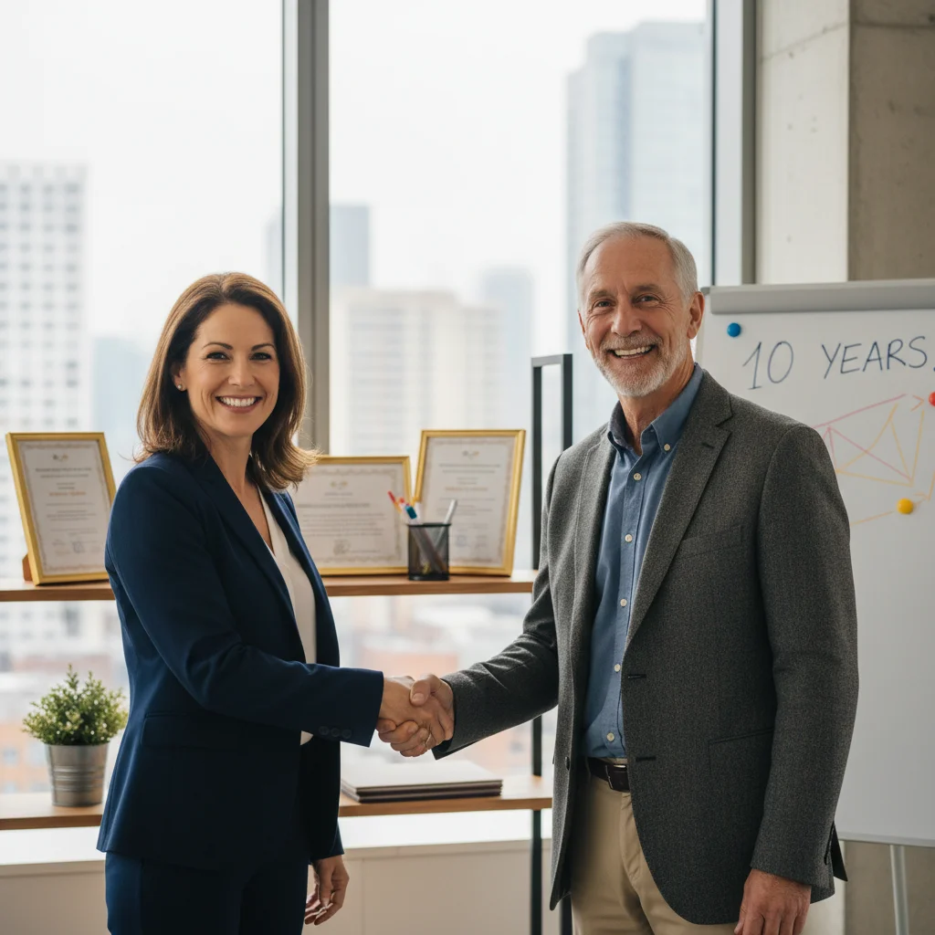 Small business owner recognizing a loyal, long-term employee