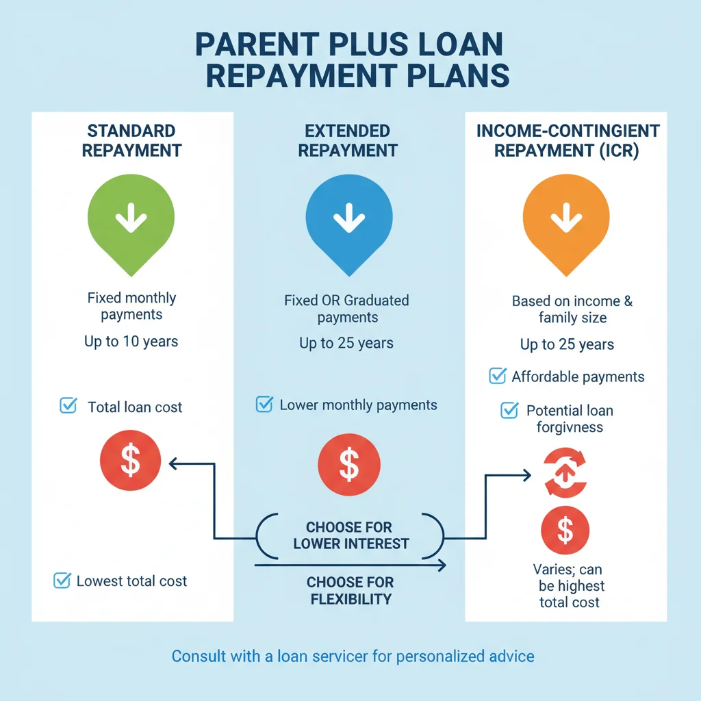 Infographic showing various Parent PLUS loan repayment plans