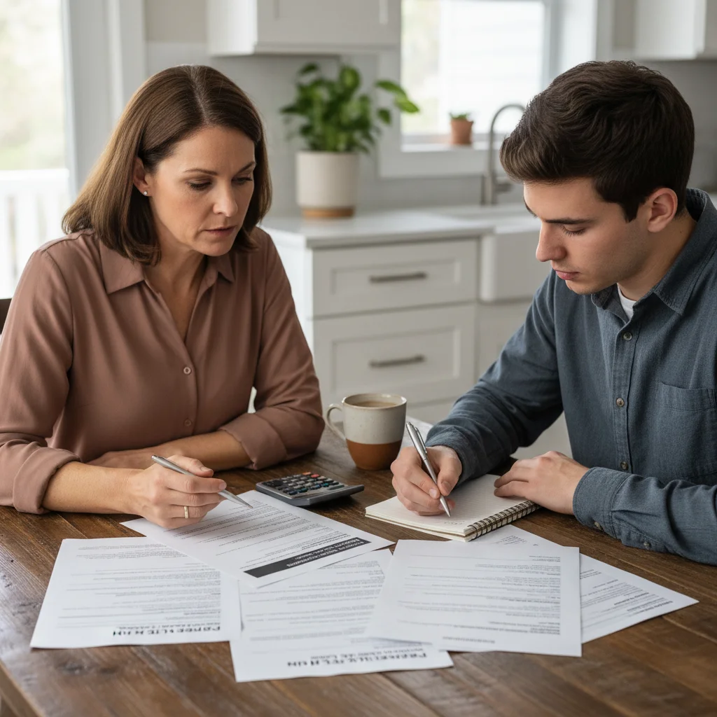 Parent and student discussing college financial aid and Parent PLUS loans