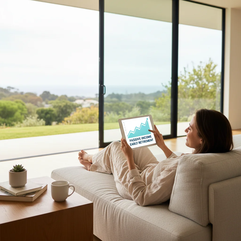 Person enjoying passive income and financial freedom at home