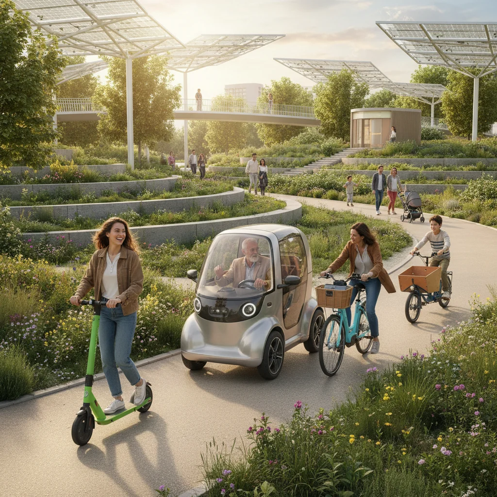Personas disfrutando de la movilidad eléctrica sostenible