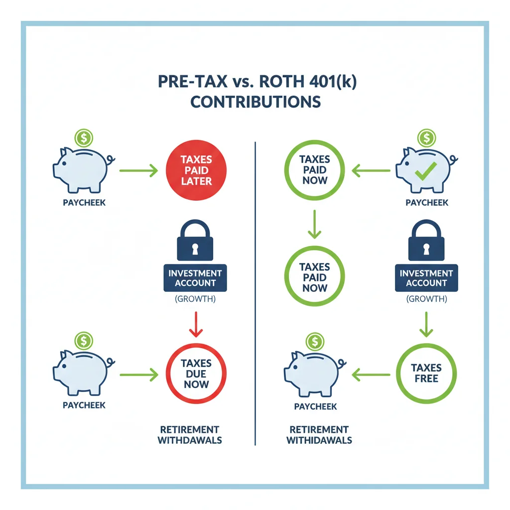 Comparison of pre-tax and Roth 401(k) contribution benefits