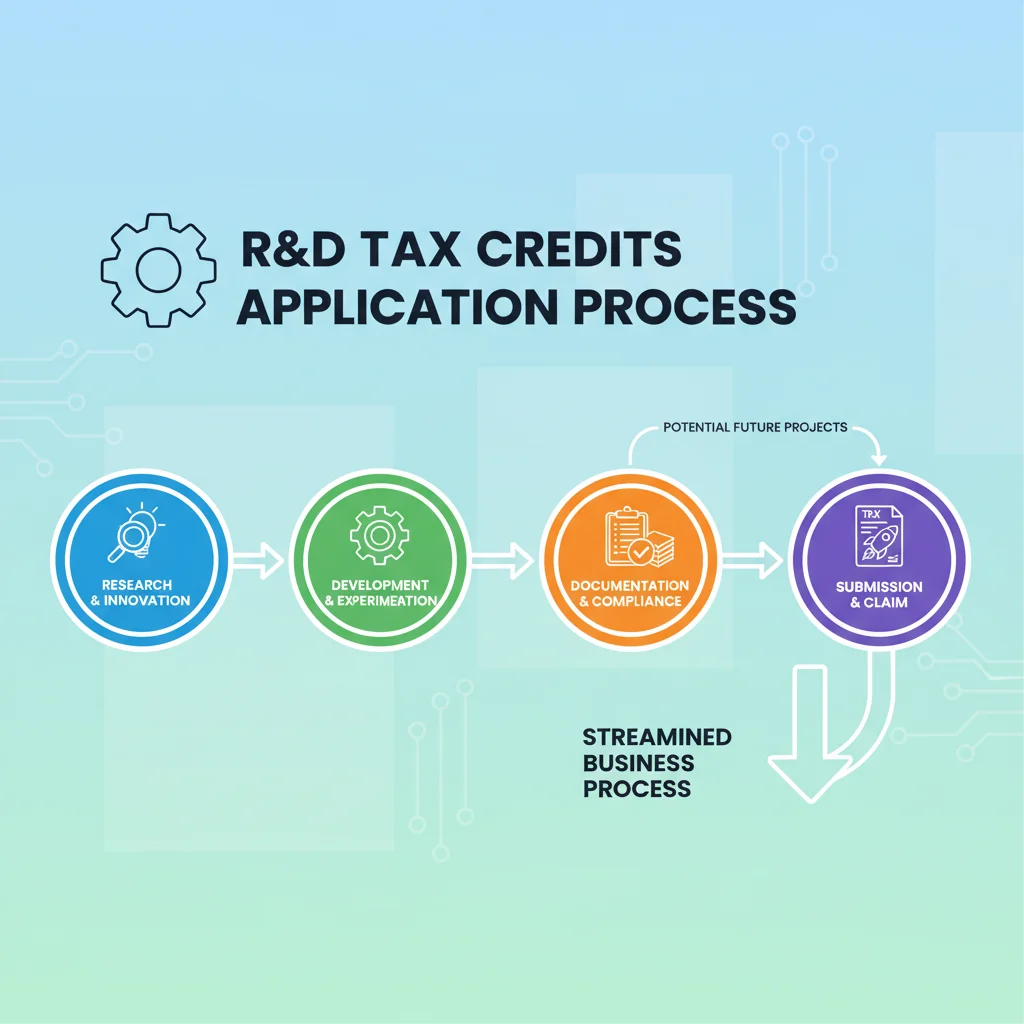 Infografía del proceso de solicitud de deducciones I+D+i para empresas.