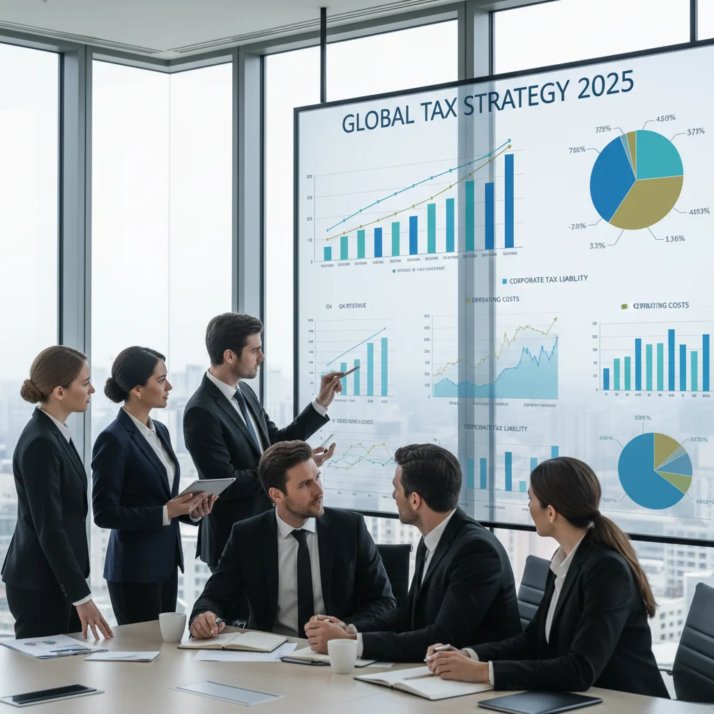 Profesionales de negocios revisando datos financieros, analizando el Impuesto de Sociedades
