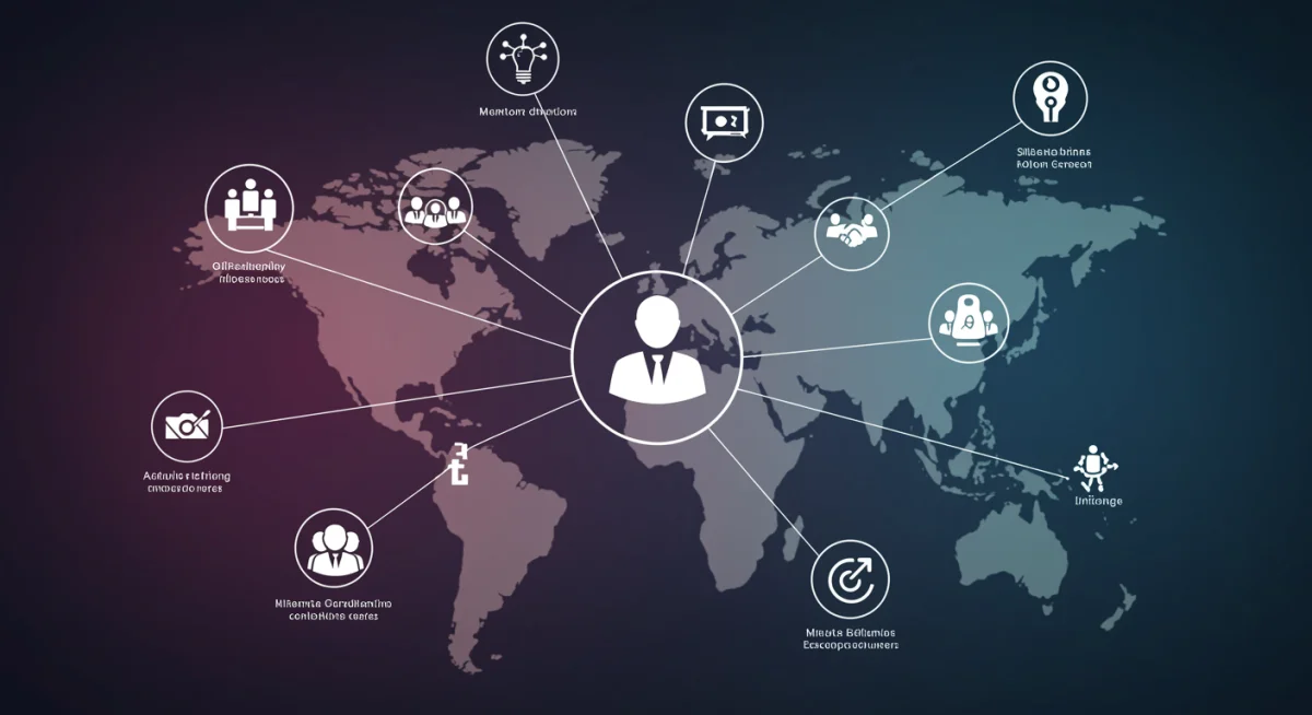Infographic illustrating a professional's interconnected network for career growth