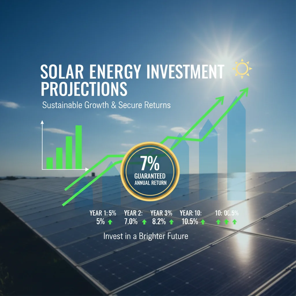 Gráfico financiero mostrando proyecciones de retorno del 7% en inversión solar española.