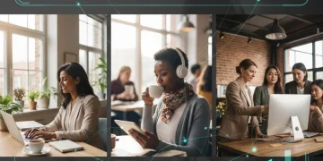 Professional women thriving in diverse remote work environments.