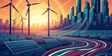 Solar panels and wind turbines symbolizing renewable energy development and federal policy initiatives.