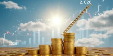 Gold coin ladder leading to a clear sky, symbolizing tax-free retirement income with Roth Conversion Ladder 2026.