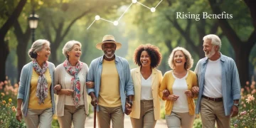 Seniors enjoying retirement with rising Social Security benefits