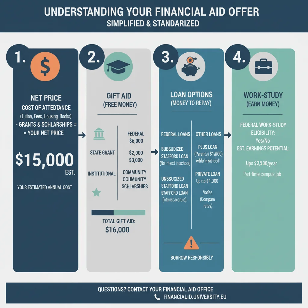 Simplified standardized financial aid offer infographic