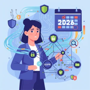 Data Privacy Laws 2026: Small Business Compliance Guide Small business owner navigating complex data privacy laws and compliance regulations for 2026