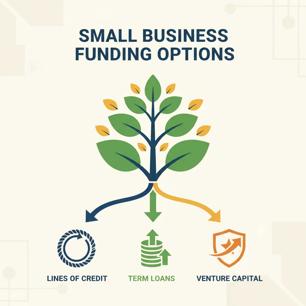 Infographic showing different small business funding types