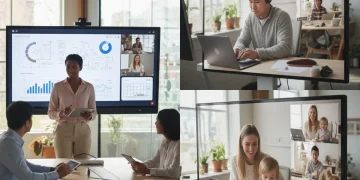 Small business team thriving in a modern hybrid work environment by 2026