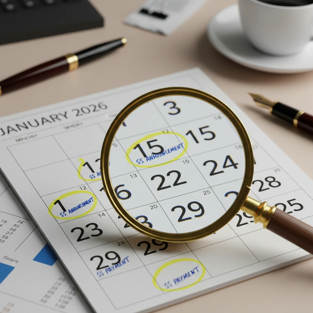 Calendar for 2026 highlighting Social Security key dates