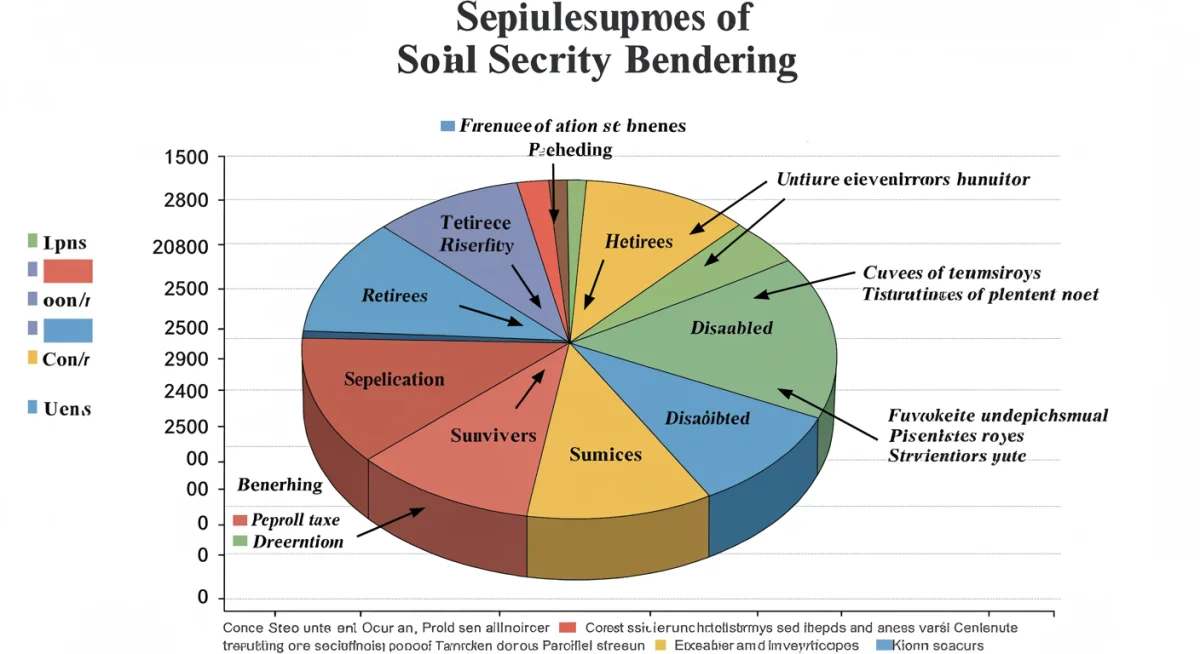 Infographic illustrating Social Security funding sources and beneficiary distribution