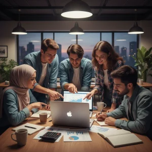 Young adults strategizing student loan repayment plans on a laptop in 2026
