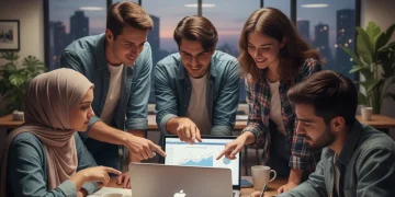 Young adults strategizing student loan repayment plans on a laptop in 2026