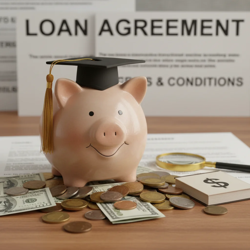 Piggy bank symbolizing student loan savings and financial planning