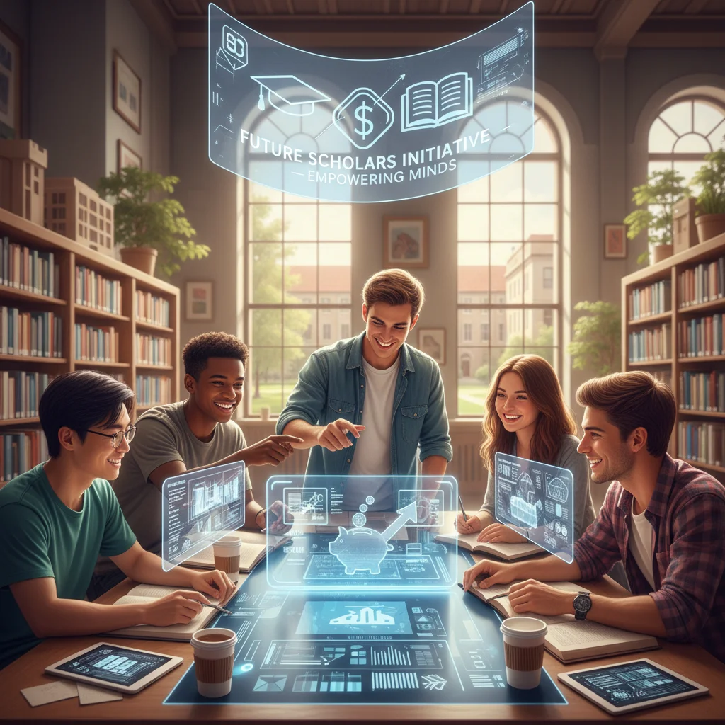 Diverse students studying in a modern university library