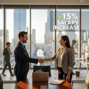 Negotiate US Job Offer: 7 Key Points for 10% Compensation Increase in 2026 Two professionals shaking hands after a successful job offer negotiation in a modern U.S. office.