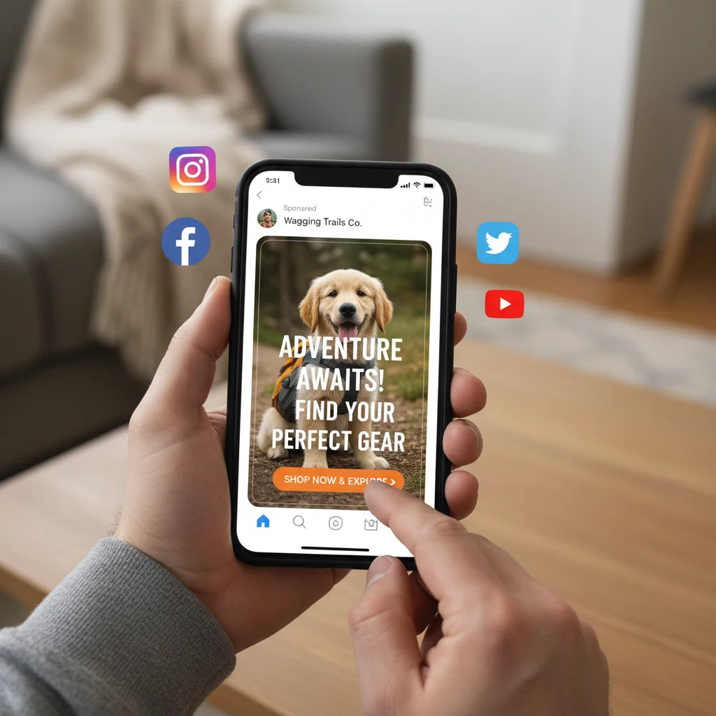 Targeted social media advertising on a smartphone
