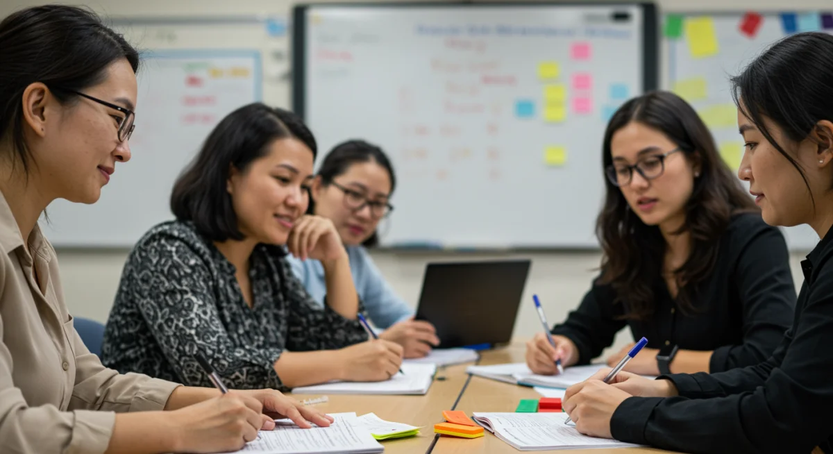 Teachers engaged in professional development workshop for skill enhancement
