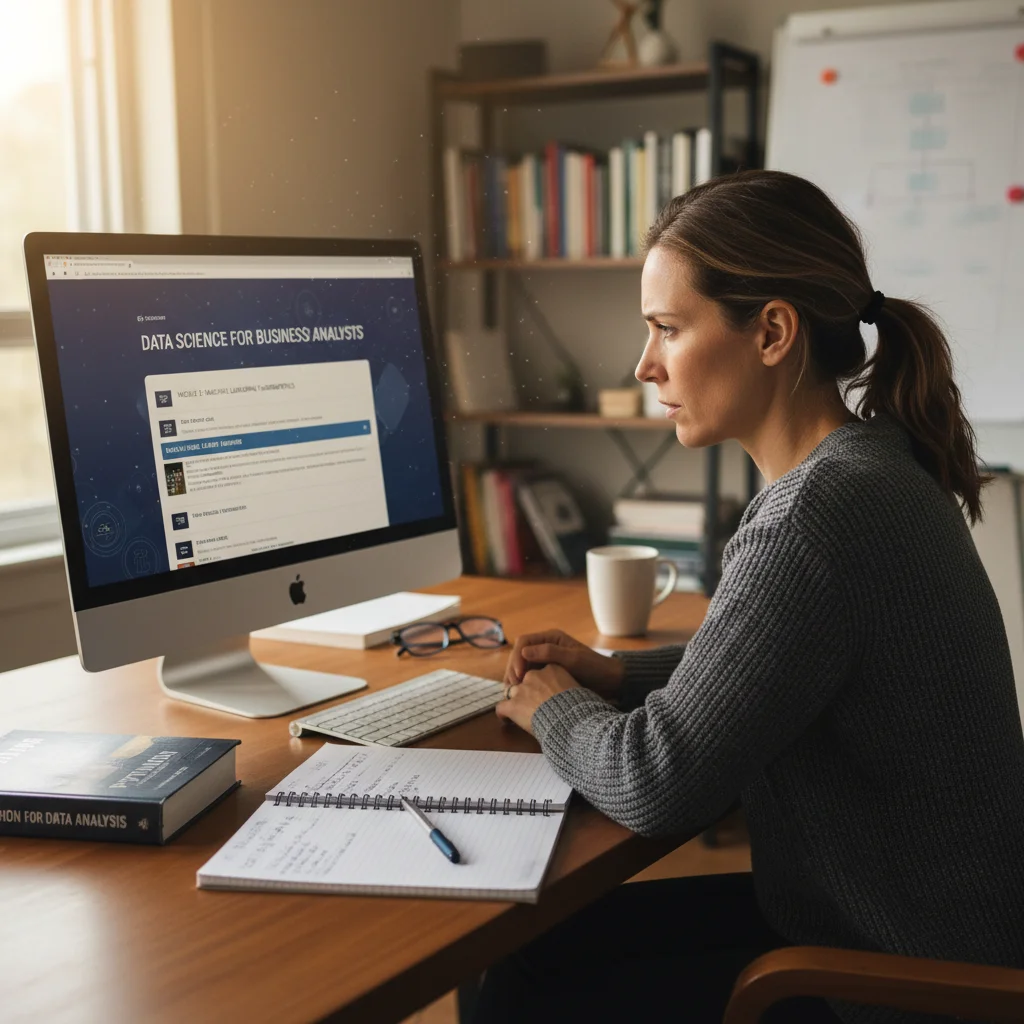 Woman learning new skills online for a career change.