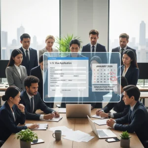 Professionals reviewing U.S. work visa policy changes for January 2026