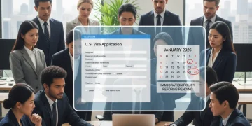 Professionals reviewing U.S. work visa policy changes for January 2026