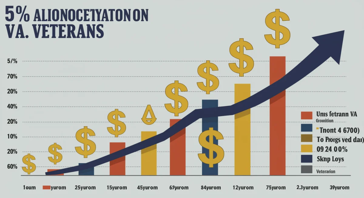 Infographic illustrating a 5% increase in VA allowances for 2026, showing financial growth.