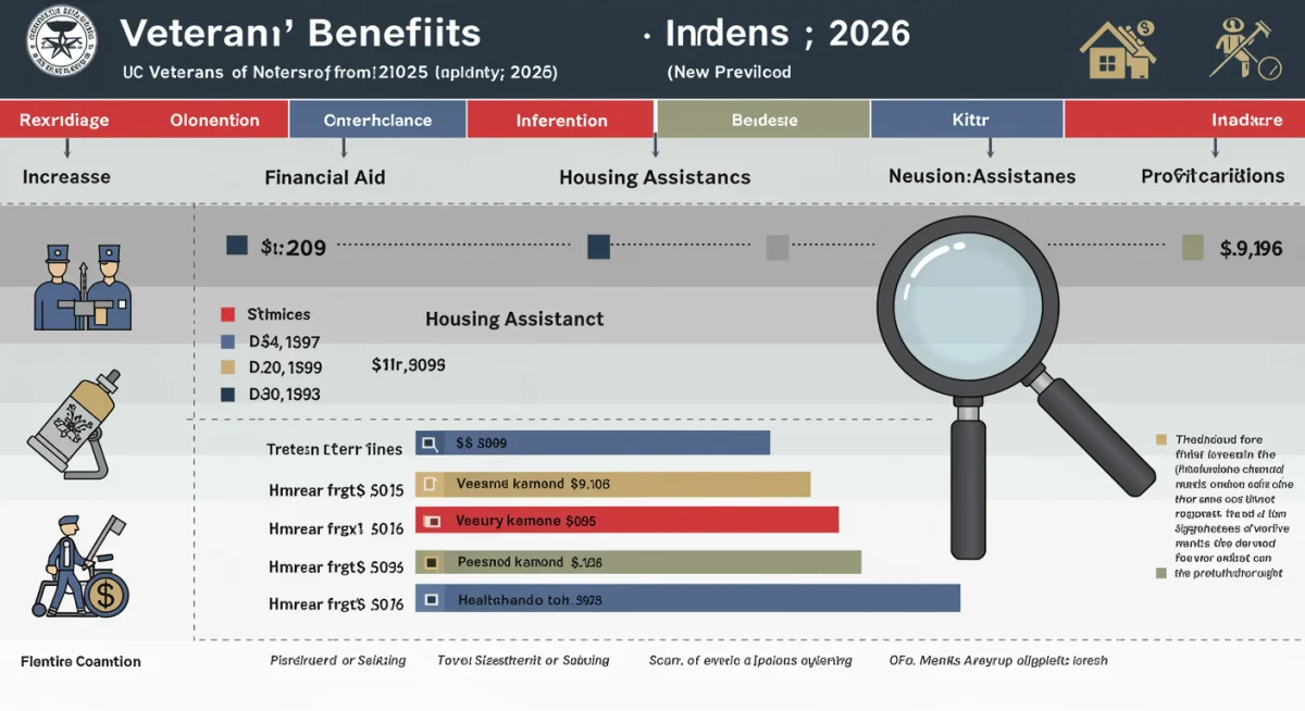 Infographic comparing veterans benefits changes from 2025 to 2026