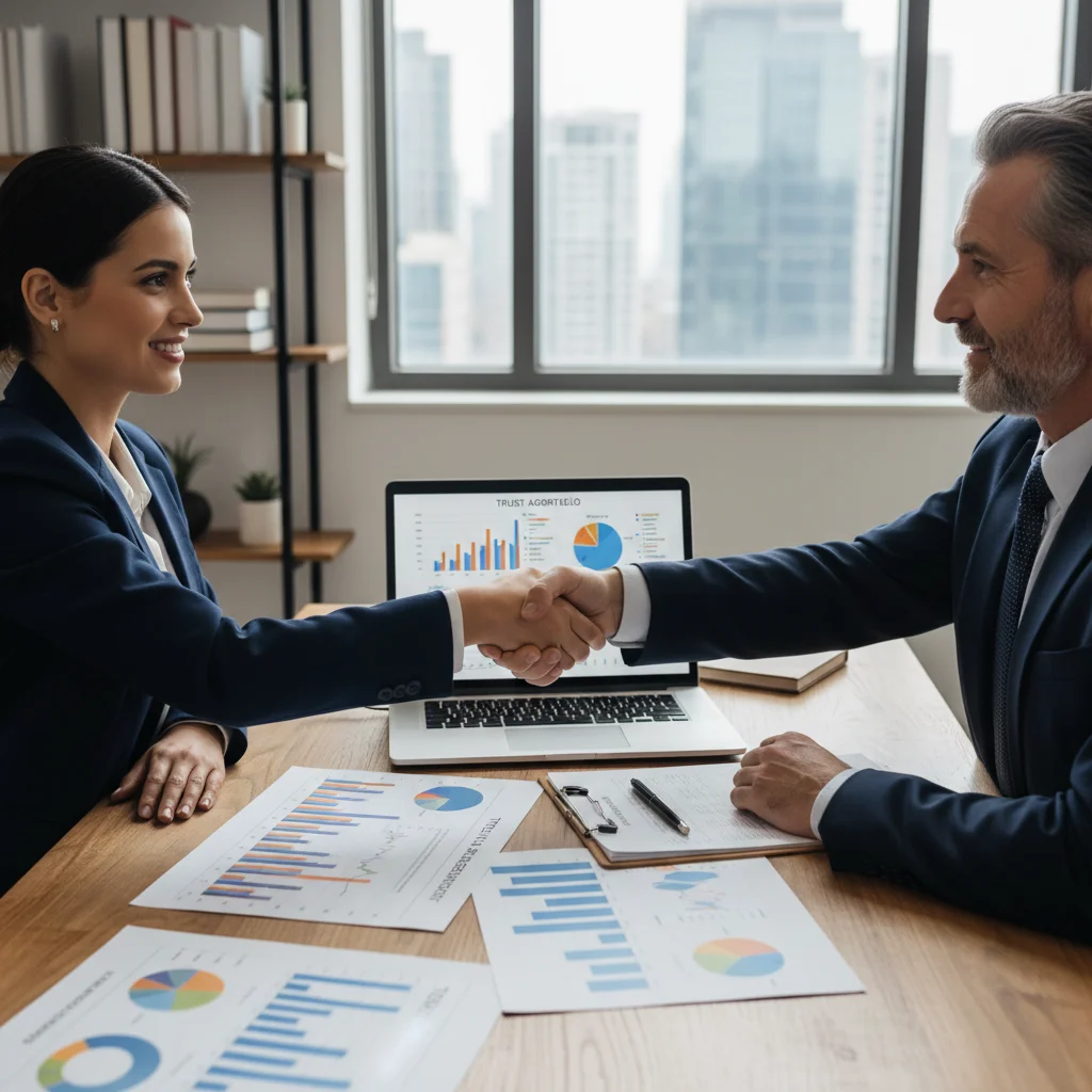 Woman consulting financial advisor for trust setup