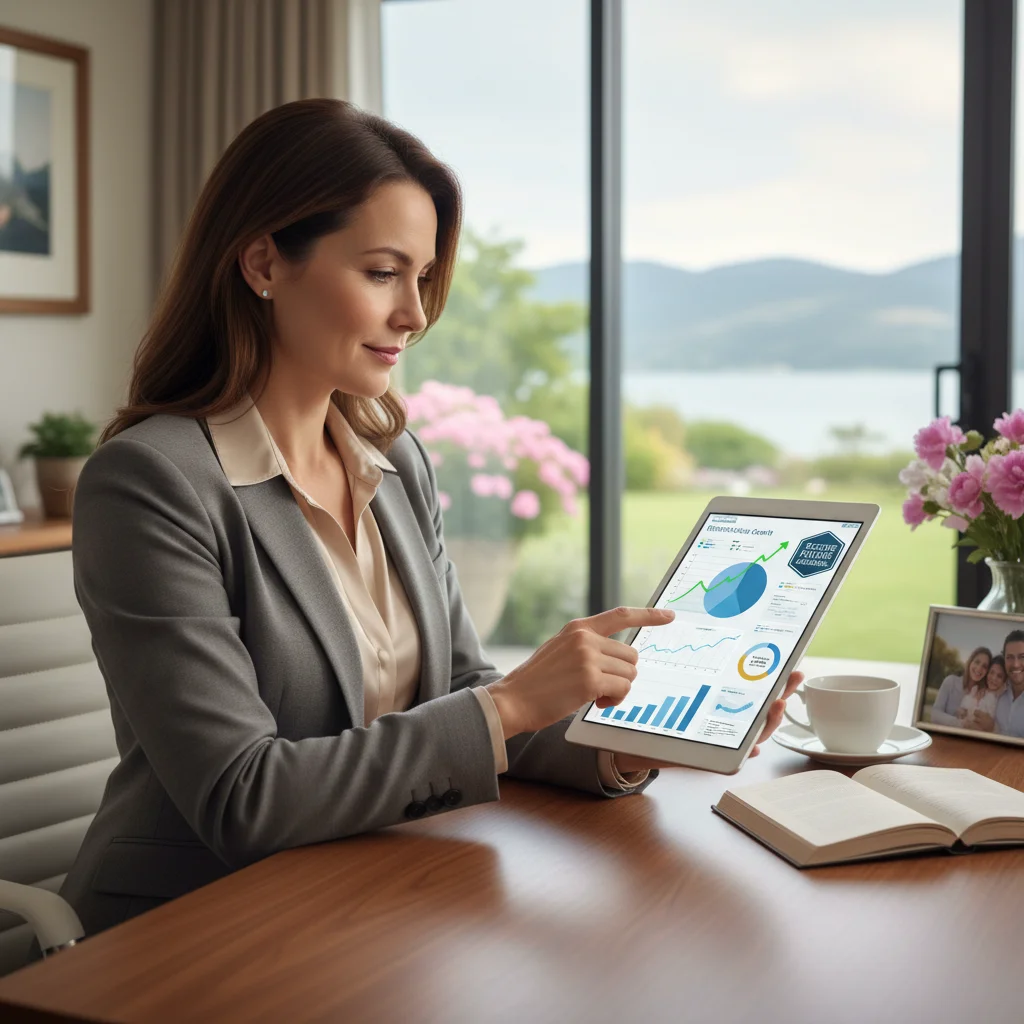 Woman reviewing financial data for secure retirement