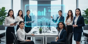 Professional women reviewing high-growth industry projections for career opportunities.