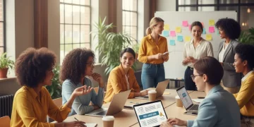 Professional women discussing new labor laws in a flexible work environment