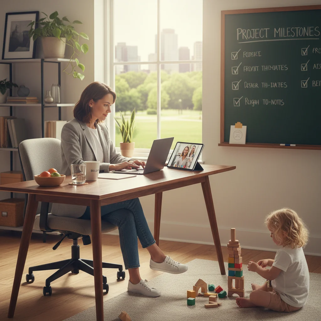 Woman balancing work and personal life with flexible schedule